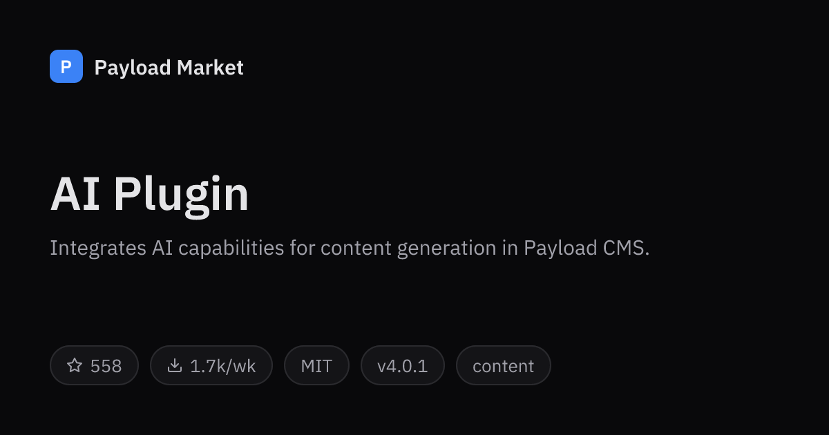AI Plugin by ashbuilds — Payload CMS plugin