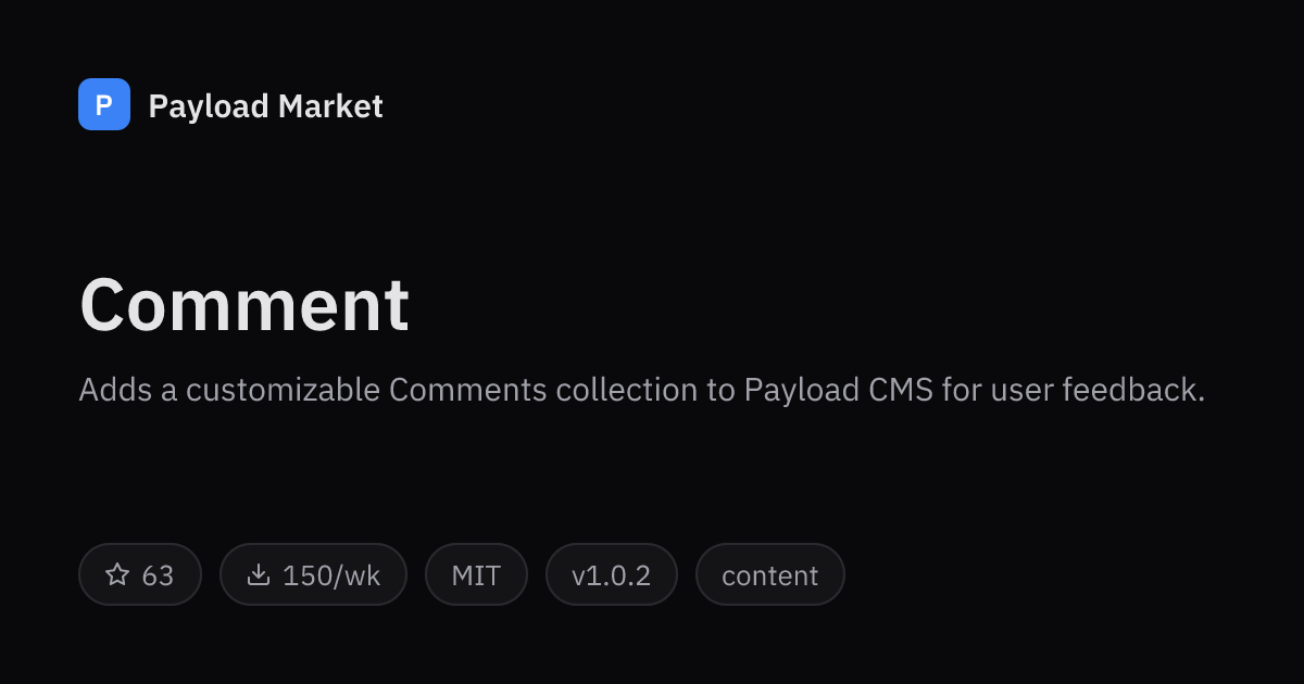 Comment by brachypelma — Payload CMS plugin