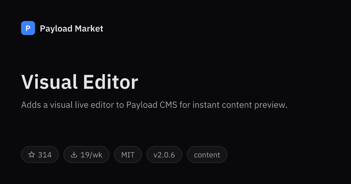 Visual Editor by pemedia — Payload CMS plugin