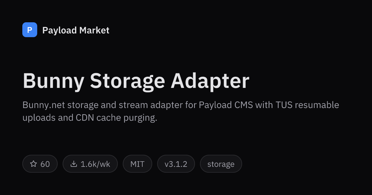 Bunny Storage Adapter by maximseshuk — Payload CMS plugin